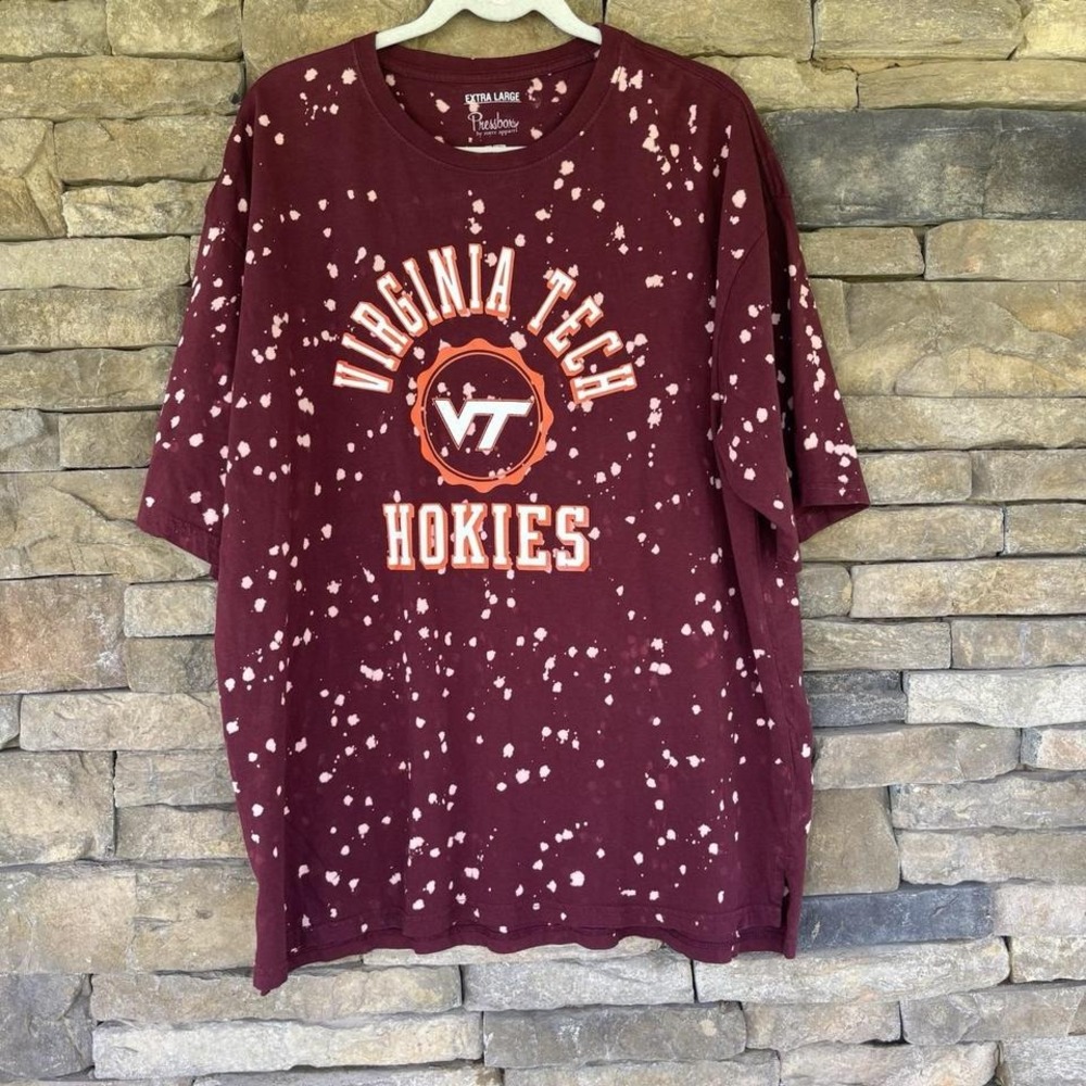 Virginia Tech Hokies Women's XL Pressbox Oversized Maroon White‎ Tie Dye Gray